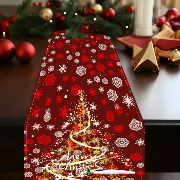 Christmas Table Runner Festive Holiday Table Decor Adds Seasonal Charm to Your Dining or Coffee Table Perfect for Christmas Gatherings and Winter Celebrations