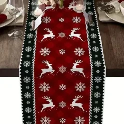 Christmas Table Runner Festive Holiday Table Decor Adds Seasonal Charm to Your Dining or Coffee Table Perfect for Christmas Gatherings and Winter Celebrations