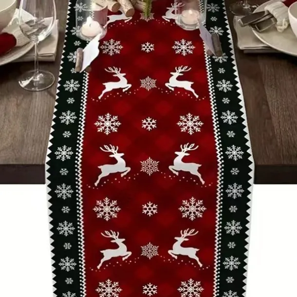 Christmas Table Runner Festive Holiday Table Decor Adds Seasonal Charm to Your Dining or Coffee Table Perfect for Christmas Gatherings and Winter Celebrations