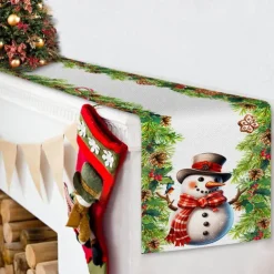 Christmas Table Runner Festive Holiday Table Decor Adds Seasonal Charm to Your Dining or Coffee Table Perfect for Christmas Gatherings and Winter Celebrations