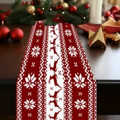 Christmas Table Runner Festive Holiday Table Decor Adds Seasonal Charm to Your Dining or Coffee Table Perfect for Christmas Gatherings and Winter Celebrations