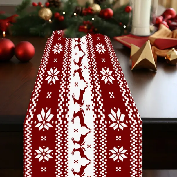 Christmas Table Runner Festive Holiday Table Decor Adds Seasonal Charm to Your Dining or Coffee Table Perfect for Christmas Gatherings and Winter Celebrations