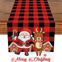 Christmas Table Runner Festive Holiday Table Decor Adds Seasonal Charm to Your Dining or Coffee Table Perfect for Christmas Gatherings and Winter Celebrations