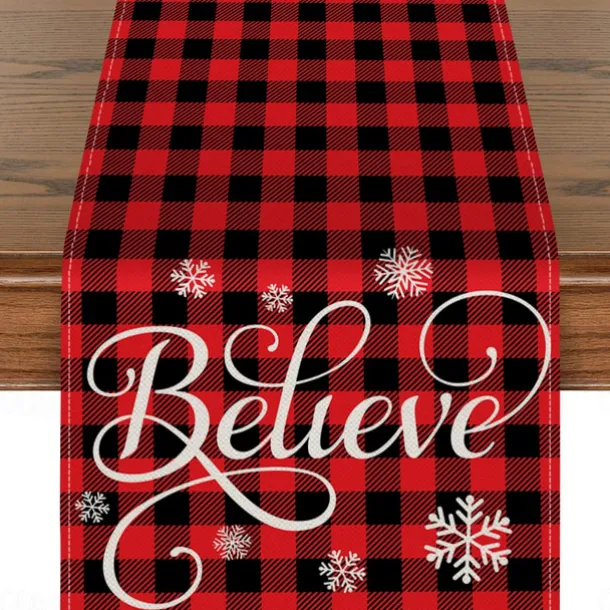 Christmas Table Runner Festive Holiday Table Decor Adds Seasonal Charm to Your Dining or Coffee Table Perfect for Christmas Gatherings and Winter Celebrations