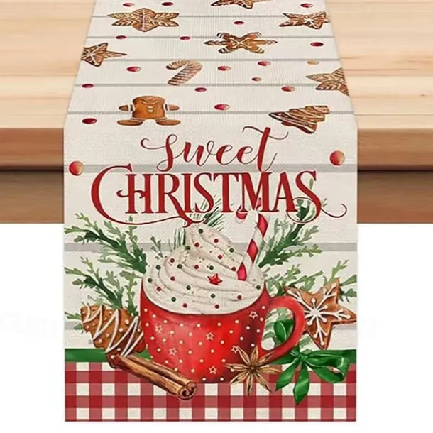Christmas Table Runner Festive Holiday Table Decor Adds Seasonal Charm to Your Dining or Coffee Table Perfect for Christmas Gatherings and Winter Celebrations