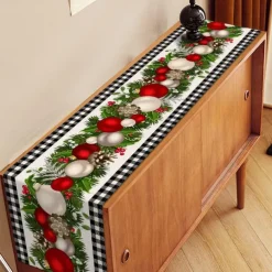 Christmas Table Runner Festive Holiday Table Decor Adds Seasonal Charm to Your Dining or Coffee Table Perfect for Christmas Gatherings and Winter Celebrations
