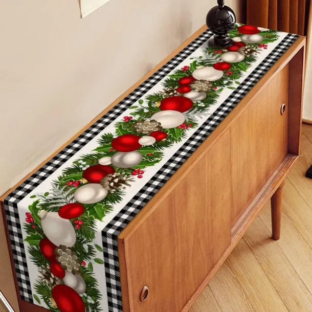 Christmas Table Runner Festive Holiday Table Decor Adds Seasonal Charm to Your Dining or Coffee Table Perfect for Christmas Gatherings and Winter Celebrations