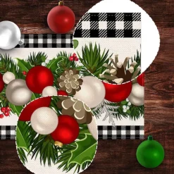 Christmas Table Runner Festive Holiday Table Decor Adds Seasonal Charm to Your Dining or Coffee Table Perfect for Christmas Gatherings and Winter Celebrations