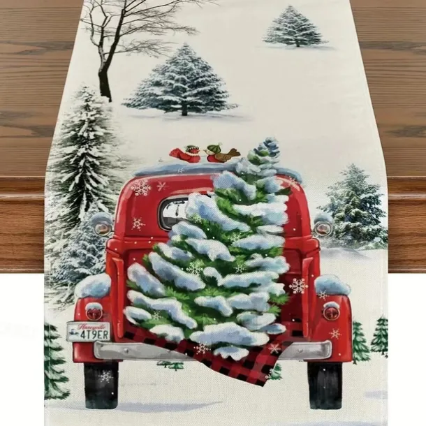 Christmas Table Runner Festive Holiday Table Decor Adds Seasonal Charm to Your Dining or Coffee Table Perfect for Christmas Gatherings and Winter Celebrations
