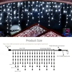Christmas USB 4 Meter 96 Light Ice strip light 8 function remote control Christmas holiday wedding indoor and outdoor courtyard decoration light
