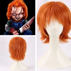 Chucky Orange Short Cosplay Wig Bride of Chucky Heat Resistant Cosplay Wigs Halloween Wigs