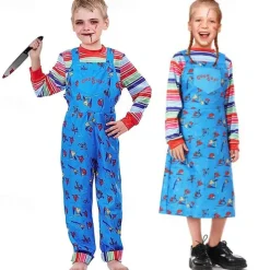 Chucky Scary Doll Halloween Cosplay Costume Scary Costume Kid's Boys' Girls' Carnival Mardi Gras Performance Party Easy Halloween Costumes Dress Up