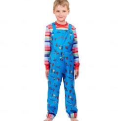 Chucky Scary Doll Halloween Cosplay Costume Scary Costume Kid's Boys' Girls' Carnival Mardi Gras Performance Party Easy Halloween Costumes Dress Up