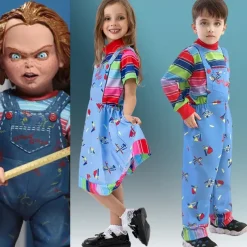 Chucky Scary Doll Outfits 2 PCS Halloween Group Family Costumes Boys Girls' Movie Cosplay Costume Halloween Carnival Children's Day