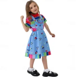 Chucky Scary Doll Outfits 2 PCS Halloween Group Family Costumes Boys Girls' Movie Cosplay Costume Halloween Carnival Children's Day