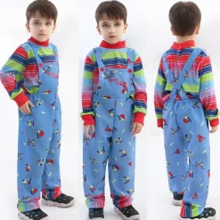 Chucky Scary Doll Outfits 2 PCS Halloween Group Family Costumes Boys Girls' Movie Cosplay Costume Halloween Carnival Children's Day