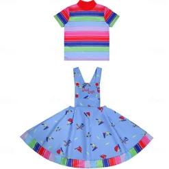 Chucky Scary Doll Outfits 2 PCS Halloween Group Family Costumes Boys Girls' Movie Cosplay Costume Halloween Carnival Children's Day