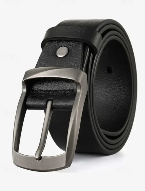 Classic Men's Leather Belt with Stainless Steel Buckle - Durable, Stylish Accessory for Formal and Casual Outfits