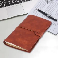 Classic Retro PU Leather Travel Notebook Personalized Journal Spiral Ring Binder Diary Notepad, Back to School Gift