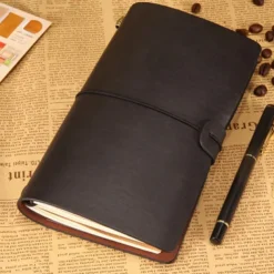 Classic Retro PU Leather Travel Notebook Personalized Journal Spiral Ring Binder Diary Notepad, Back to School Gift