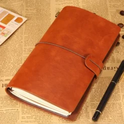 Classic Retro PU Leather Travel Notebook Personalized Journal Spiral Ring Binder Diary Notepad, Back to School Gift