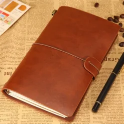 Classic Retro PU Leather Travel Notebook Personalized Journal Spiral Ring Binder Diary Notepad, Back to School Gift