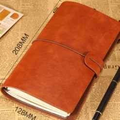 Classic Retro PU Leather Travel Notebook Personalized Journal Spiral Ring Binder Diary Notepad, Back to School Gift