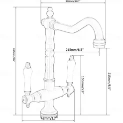 Classic Utility Sink Laundry Chrome Black Faucet, Centerset High Arc Two Ceramic Handles One Hole Wash Basin Tap with Hot and Cold Water Switch, 360 Degree Swivel Spout Commercial Faucet