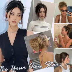 Claw Clip Messy Bun Hair Piece Short Straight Hair Ponytail Bun Extensions Blonde Hair Bun Synthetic Claw Clip on Hairpieces Fake Hair Bun Extensions for Women Girls-Blonde
