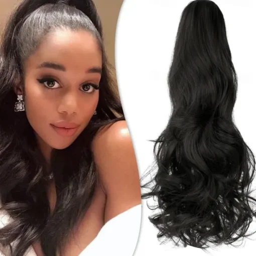Claw Clip Ponytail Extension 18 Clip in Wavy Ponytail Hair Extensions Long Pony Tails for Women Extensions Ash Blonde Mix Light Bleach Blonde Wave Hairpiece
