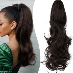 Claw Clip Ponytail Extension 18 Clip in Wavy Ponytail Hair Extensions Long Pony Tails for Women Extensions Ash Blonde Mix Light Bleach Blonde Wave Hairpiece
