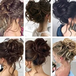 Claw Messy Bun Hair Pieces Clip Wavy Curly Hair Chignon Clip in Hairpieces Tousled Updo Donut Hair Bun Synthetic Fake Hair Ponytail for Women Girls