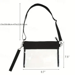 Clear PVC Crossbody Bag, Trendy Stadium Approved Clutch Purse, Waterproof Handbags With Wristlet