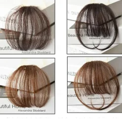 Clip in Bangs - 100% Human Hair Wispy Bangs Clip in Hair Extensions, Black Air Bangs Fringe with Temples Hairpieces for Women Curved Bangs for Daily Wear