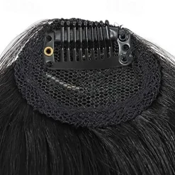 Clip in Bangs - 100% Human Hair Wispy Bangs Clip in Hair Extensions, Black Air Bangs Fringe with Temples Hairpieces for Women Curved Bangs for Daily Wear