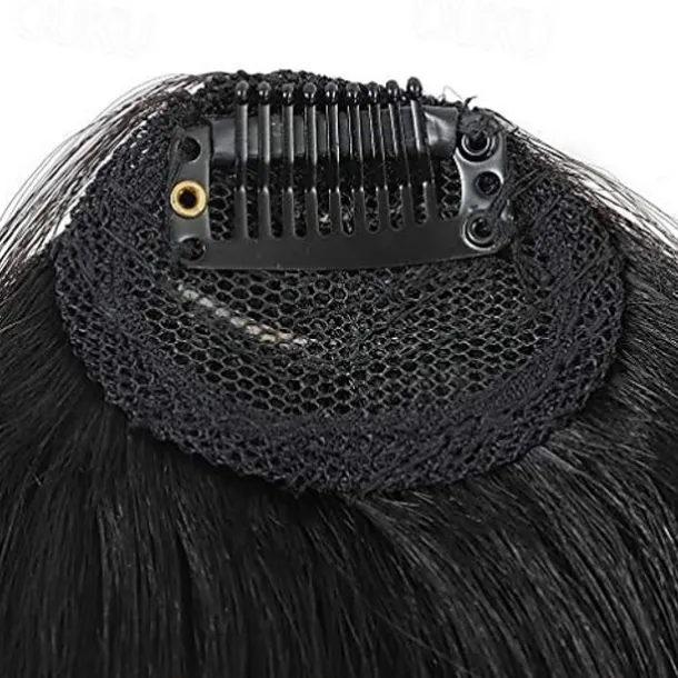 Clip in Bangs - 100% Human Hair Wispy Bangs Clip in Hair Extensions, Black Air Bangs Fringe with Temples Hairpieces for Women Curved Bangs for Daily Wear