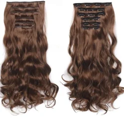 Clip In Hair Extension 20Inch 16 Clips Long Synthetic Hair Heat Resistant Hairpiece Natural Wavy Ombre Hair Piece 6Pcs/Set