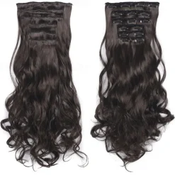 Clip In Hair Extension 20Inch 16 Clips Long Synthetic Hair Heat Resistant Hairpiece Natural Wavy Ombre Hair Piece 6Pcs/Set