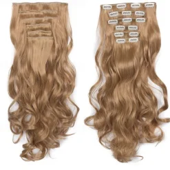 Clip In Hair Extension 20Inch 16 Clips Long Synthetic Hair Heat Resistant Hairpiece Natural Wavy Ombre Hair Piece 6Pcs/Set