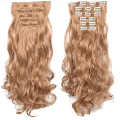 Clip In Hair Extension 20Inch 16 Clips Long Synthetic Hair Heat Resistant Hairpiece Natural Wavy Ombre Hair Piece 6Pcs/Set