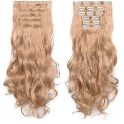 Clip In Hair Extension 20Inch 16 Clips Long Synthetic Hair Heat Resistant Hairpiece Natural Wavy Ombre Hair Piece 6Pcs/Set