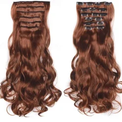 Clip In Hair Extension 20Inch 16 Clips Long Synthetic Hair Heat Resistant Hairpiece Natural Wavy Ombre Hair Piece 6Pcs/Set