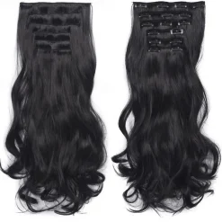 Clip In Hair Extension 20Inch 16 Clips Long Synthetic Hair Heat Resistant Hairpiece Natural Wavy Ombre Hair Piece 6Pcs/Set