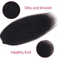 Clip in Hair Extensions Human Hair Kinky Straight Silky Virgin Hair Clip in Full Head 18 Inch Unprocessed Brazilian Remy Human Hair for Black Women 8pcs with 18 Clips 120 Gram Per Set