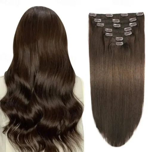 Clip in Hair Extensions Real Human Hair for Women Natural Human Hair 120G 7Pcs 1# 1B# 2# 4# 613#