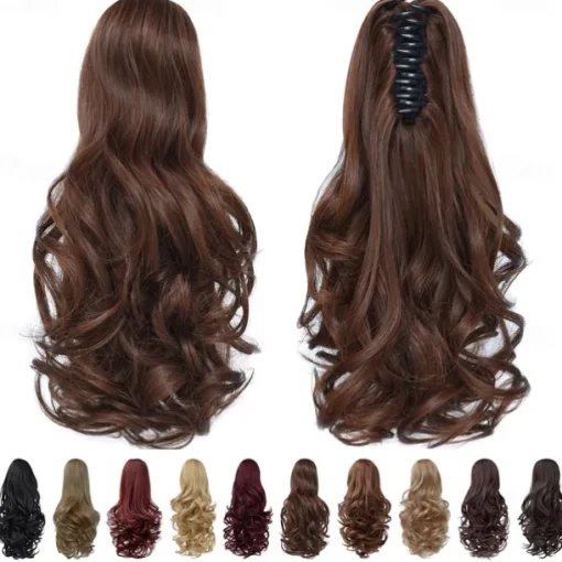 Clip in PonytailClip Claw Blonde Ponytails Extension Wavy 14 4.3 OZ Black Hair Extensions Synthetic SYXLCYGG Fake Hair pieces white Women Girl 12 16 20 Curly 22 Straight Fluffy&not Tangled
