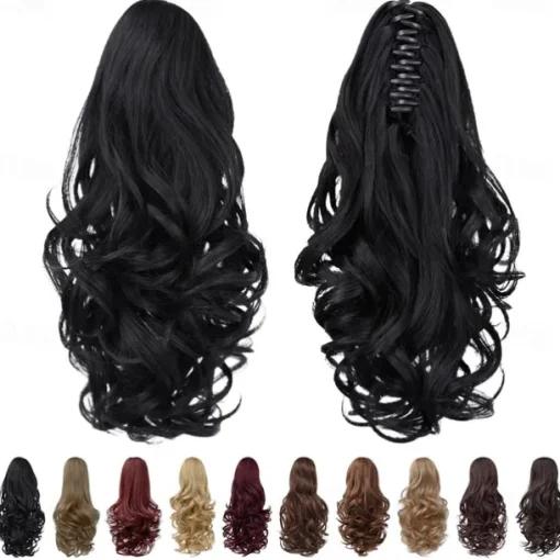 Clip in PonytailClip Claw Blonde Ponytails Extension Wavy 14 4.3 OZ Black Hair Extensions Synthetic SYXLCYGG Fake Hair pieces white Women Girl 12 16 20 Curly 22 Straight Fluffy&not Tangled