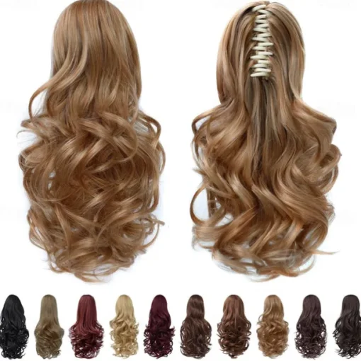 Clip in PonytailClip Claw Blonde Ponytails Extension Wavy 14 4.3 OZ Black Hair Extensions Synthetic SYXLCYGG Fake Hair pieces white Women Girl 12 16 20 Curly 22 Straight Fluffy&not Tangled