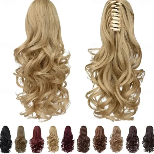 Clip in PonytailClip Claw Blonde Ponytails Extension Wavy 14 4.3 OZ Black Hair Extensions Synthetic SYXLCYGG Fake Hair pieces white Women Girl 12 16 20 Curly 22 Straight Fluffy&not Tangled