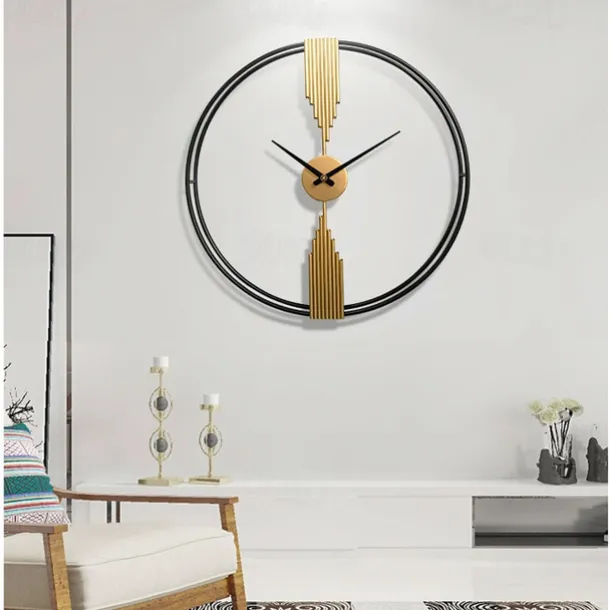 Clock Round Wall Clock Non Ticking Quartz Decorative Wall Watch Clock for Living Room Kitchen Home Office Black Golden 60 80 cm
